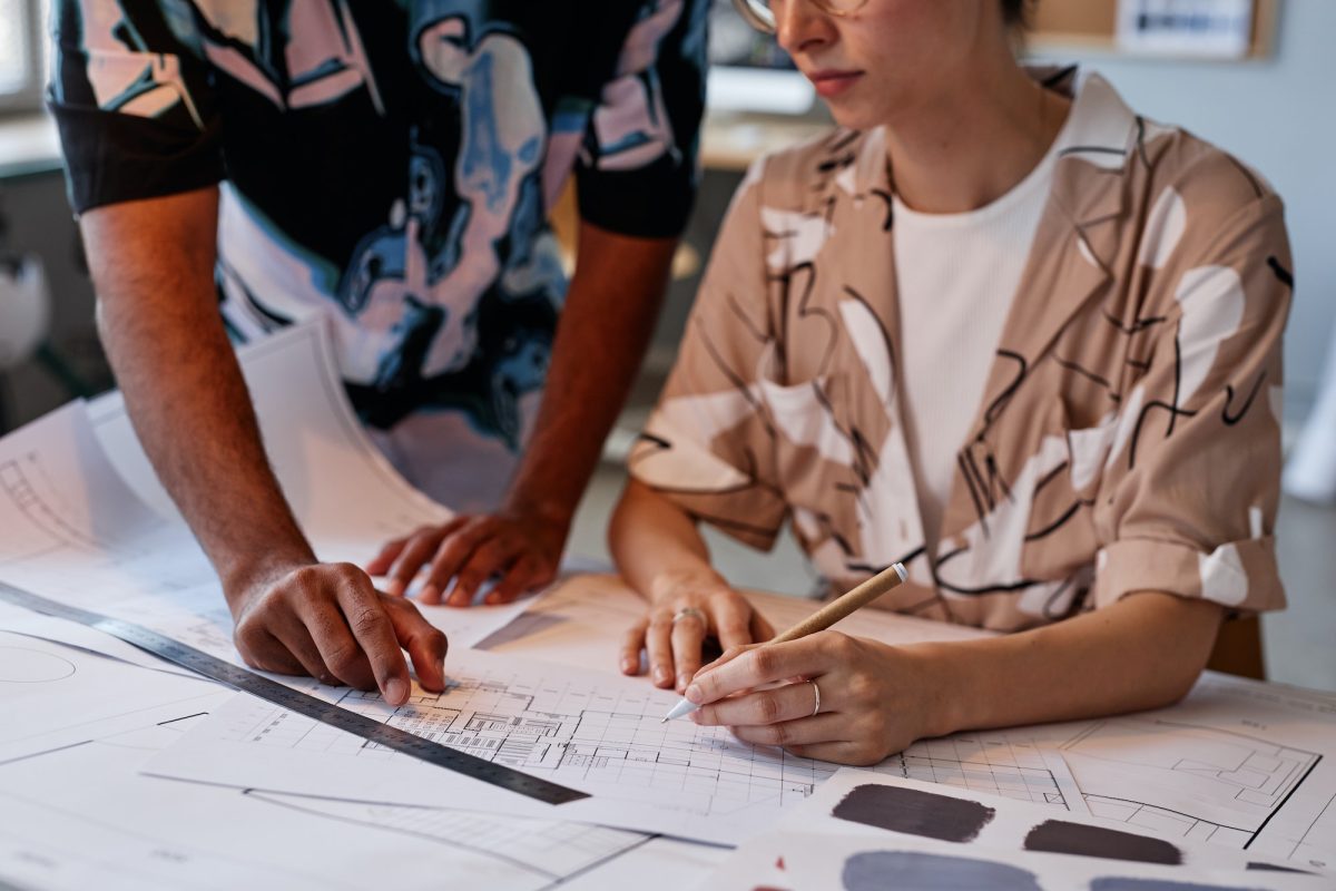 Architects working on interior design